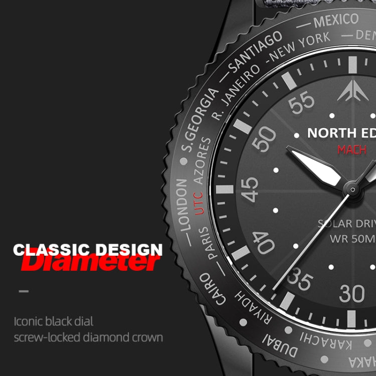 NORTH EDGE Men Light-powered Waterproof Sports Luminous Quartz Watch