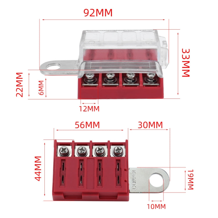 4-way RV Yacht Flame Retardant Waterproof Battery Terminal Fuse Block, One, Two