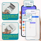 200DPI Mini Label Printer Thermal Inkless Black And White Printer With 1 Roll Printing Paper