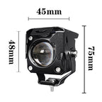20W Motorcycle LED Headlight Auxiliary Spotlight Lens Dual Color Fog Light