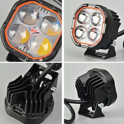 LED Motorcycle Spotlight With Red Devil Eye Spotlight High and Low Beam External Headlight
