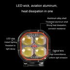 LED Motorcycle Spotlight With Red Devil Eye Spotlight High and Low Beam External Headlight