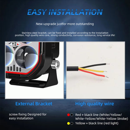 LED Motorcycle Spotlight With Red Devil Eye Spotlight High and Low Beam External Headlight