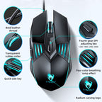 T-WOLF G560 6-keys Cool Breathing Light Gaming Wired Mouse Mechanical Office Silent Mouse