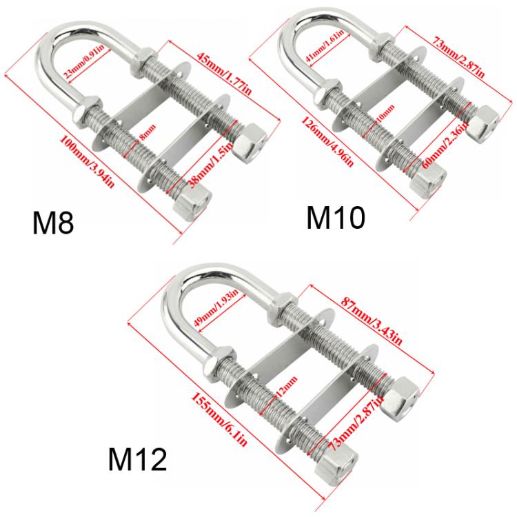 Stainless Steel U-bolts Marine Hardware Accessories, M8, M10, M12