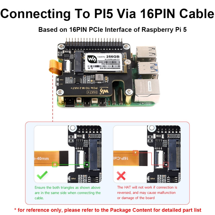 Waveshare For Raspberry Pi 5 PCIe To M.2 Adapter, NVMe Protocol M.2 SSD, Basic Kit, Basic Kit + 128GB, Basic Kit + 256GB