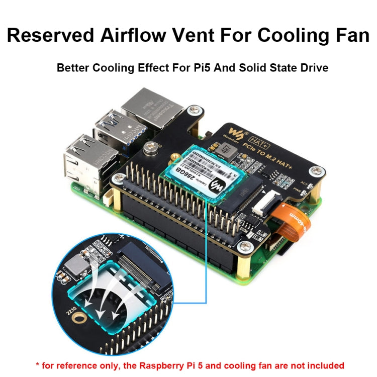 Waveshare For Raspberry Pi 5 PCIe To M.2 Adapter, NVMe Protocol M.2 SSD, Basic Kit, Basic Kit + 128GB, Basic Kit + 256GB