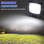 14W 9-30V 4 Inch Mixed Luminous Square Floodlight With Wire Set, X2 Square