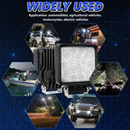 14W 9-30V 4 Inch Mixed Luminous Square Floodlight With Wire Set, X2 Square