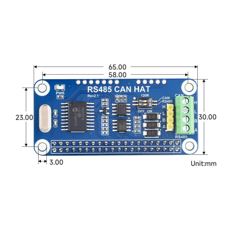 Waveshare 14882 For Raspberry Pi RS485 SPI CAN HAT Bus Module, 14882