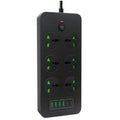 Thunderproof Overload Protection 4USB+2PD+6 Holes Socket, Black UK Plug
