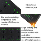Thunderproof Overload Protection 4USB+2PD+6 Holes Socket, Black UK Plug