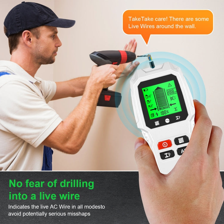 HW-QB6 5 In 1 Wall Scanner Handheld Stud Finder Wood Current Metal Live Wires Detection, HW-QB6 Black, HW-QB6 Orange, HW-QB6 (White