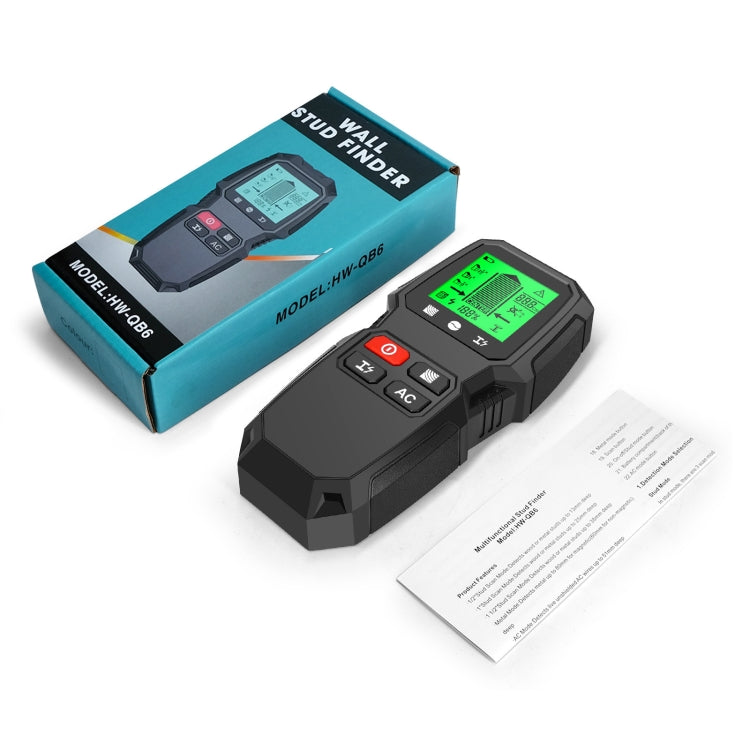 HW-QB6 5 In 1 Wall Scanner Handheld Stud Finder Wood Current Metal Live Wires Detection, HW-QB6 Black, HW-QB6 Orange, HW-QB6 (White