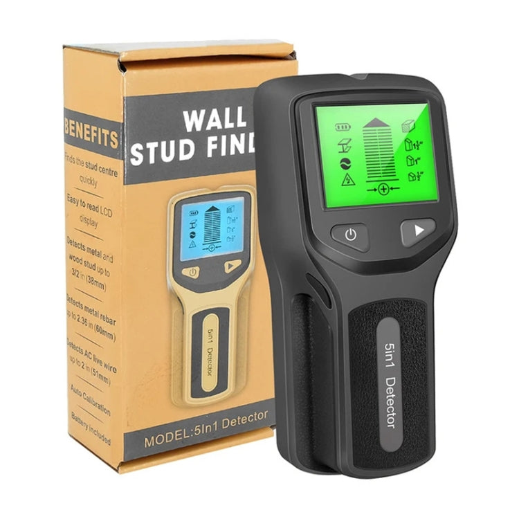 5-in-1 Wall Stud Detector Edge Center Wood Current Metal AC Wires Detection, Silver, Orange, Black