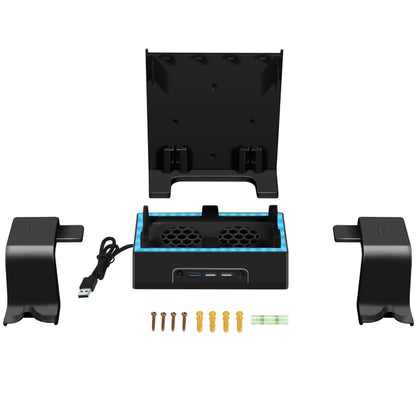 For XBOX Series S Wall Mounted Cooling RGB Multi-function Base With Fan and Hook, Wall Mounted Rack