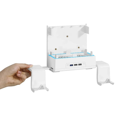 For XBOX Series S Wall Mounted Cooling RGB Multi-function Base With Fan and Hook, Wall Mounted Rack