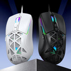 T-WOLF G520 7-keys RGB Marquee Honeycomb Hollow Gaming Wired Mouse