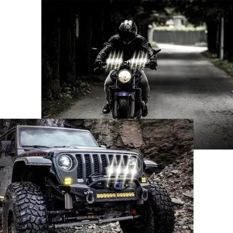 Motorcycle Spotlight External Lens Car LED Headlight Strong Spot Fog Light, Near Yellow+Far White-3 Wires, Flashing-2 Wires