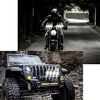 Motorcycle Spotlight External Lens Car LED Headlight Strong Spot Fog Light, Near Yellow+Far White-3 Wires, Flashing-2 Wires