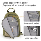 Cwatcun D148 Medium Casual Camera Bag Shoulder Crossbody Daily Photography Bag, Army Green, Black