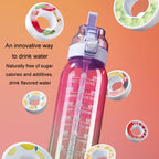 1000ml Large Capacity Fruity Water Bottle With 7 Flavor Rings Straw Drinking Cup Tritan Flavored Water Mug