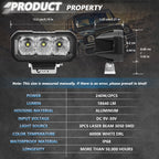 E23 40W 9V-30V 5 Inch Waterproof 3-Eye Headlight, Spotlight White Light, Spotlight Yellow Light, Floodlight White Light, Floodlight Yellow Light