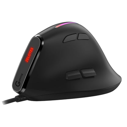 ZELOTES T50 9-Keys RGB Lighting Effect Vertical Grip Ergonomic Programming Wired Mouse, T50