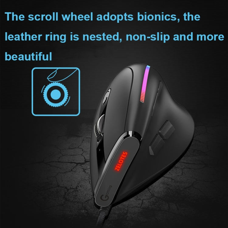 ZELOTES T50 9-Keys RGB Lighting Effect Vertical Grip Ergonomic Programming Wired Mouse, T50