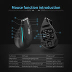 ZELOTES F36 9-Keys Vertical Grip Ergonomic Programming Dual Bluetooth + 2.4G Wireless Mouse, F36 (White), F36 (Black)