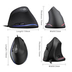 ZELOTES T20 6-Keys Vertical Grip Ergonomic Laptop Wired Mouse, T20