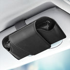 Car Eyeglasses Case Sun Visor Back Clip Sunglasses Organizer Multi-function Leather Sunglasses Clip