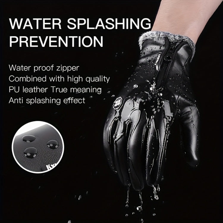 Kyncilor Winter Thermal PU Gloves Touchscreen Windproof Water-Resistant with Anti-Slip Grip, S, M, L, XL