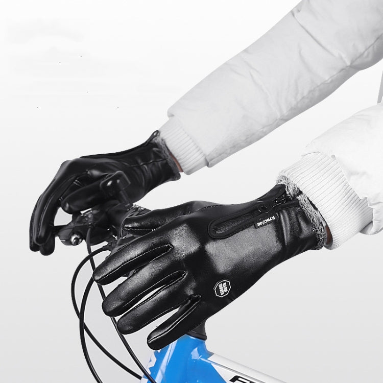 Kyncilor Winter Thermal PU Gloves Touchscreen Windproof Water-Resistant with Anti-Slip Grip, S, M, L, XL