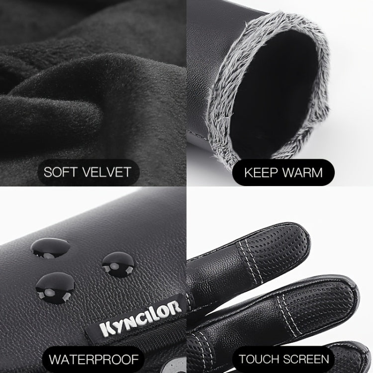 Kyncilor Winter Thermal PU Gloves Touchscreen Windproof Water-Resistant with Anti-Slip Grip, S, M, L, XL