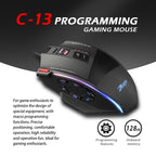 ZELOTES C13 13-keys RGB Lighting Effect Programming Macro Custom Gaming Wired Mouse, C13