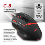 ZELOTES C8 8-buttons Ergonomic Game Programming Custom Wired Mouse, C8
