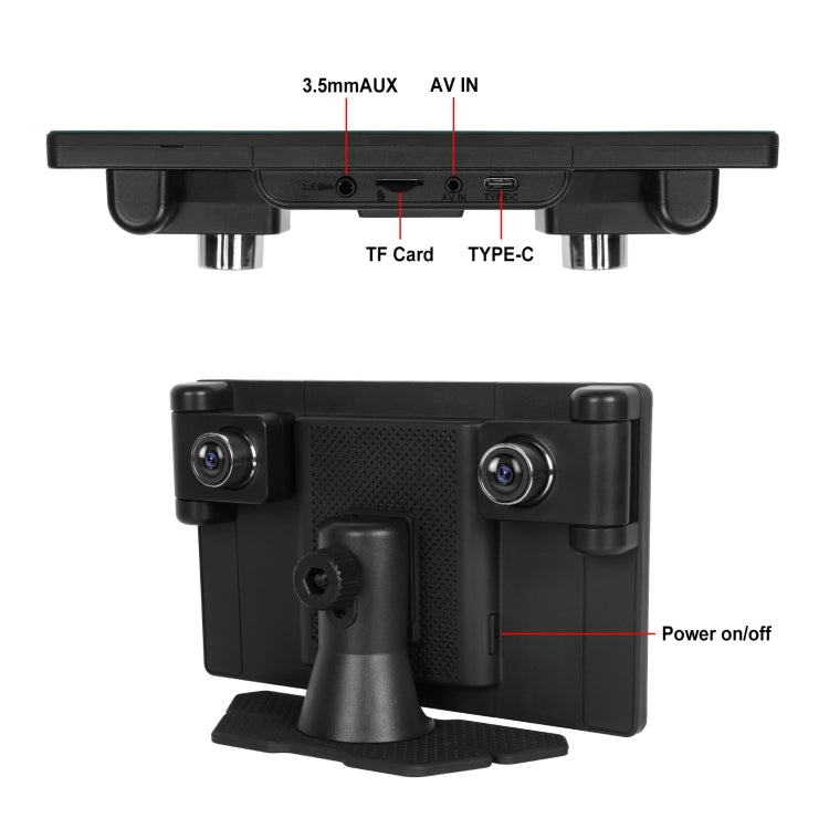 8-Inch HD Wireless CarPlay Screen DVR With Dash Cam/1080p Front Rear Camera/Bluetooth/AirPlay