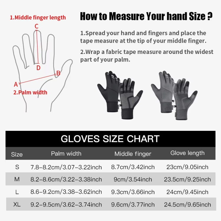 Kyncilor Velvet Warm Cycling Gloves Reflective Touch Screen Ski Water-repellent Elastic Gloves, S, M, L, XL