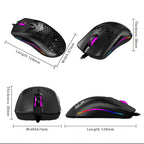 ZELOTES C7 7-buttons RGB Lighting Hollow Computer Office Wired Mouse, C7