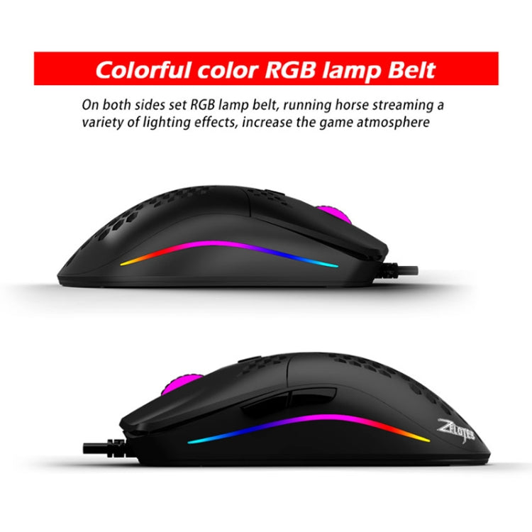 ZELOTES C7 7-buttons RGB Lighting Hollow Computer Office Wired Mouse, C7