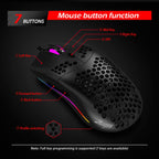 ZELOTES C7 7-buttons RGB Lighting Hollow Computer Office Wired Mouse, C7