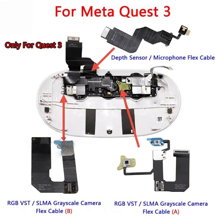 For Meta Quest 3 VR Headset Repair Parts, RGB VST SLMA Cable A, RGB VST SLMA Cable B, Power Indicator Light Cable