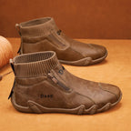 Men Trend Socks Shoes High Top Outdoor Anti-slip Casual Sneakers Leather Work Shoes, 39, 40, 41, 42, 43, 44, 45