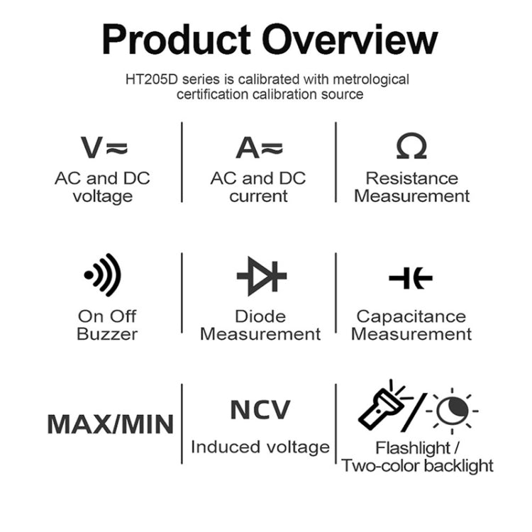 HABOTEST HT205D Clamp Intelligent Anti-Burning Multi-Function High Precision Digital Multimeter, HT205D