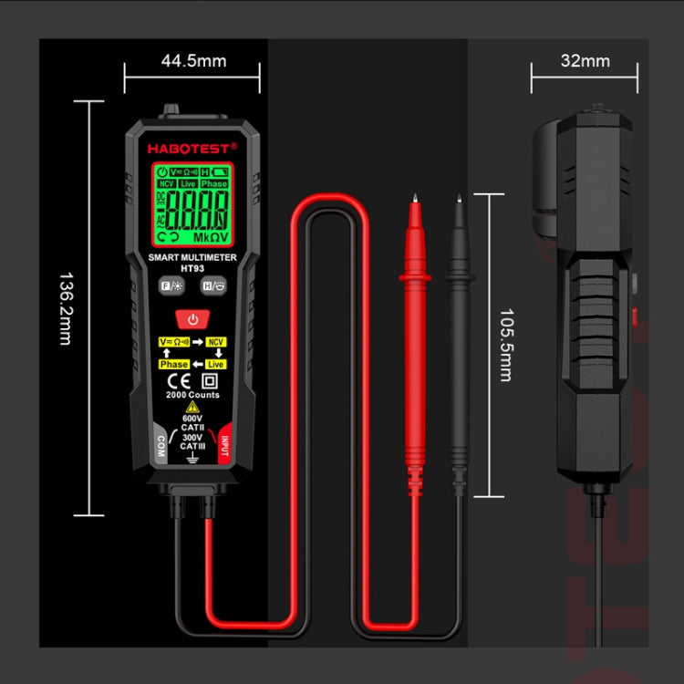 HABOTEST HT93 Phase Sequence Detection Intelligent Anti-Burn-In Fully Automatic Multimeter, HT93
