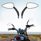 FLYQUICK Motorcycle LED Rearview Mirror With Light, Black, Electroplating
