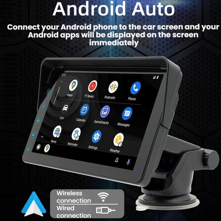 7 Inch Bluetooth 5.0 Portable CarPlay Monitor, Display, Display + Camera