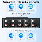 4 In 1 Out  3.5mm + RCA Audio Switcher 4 Channels Audio Converter, AUX -401