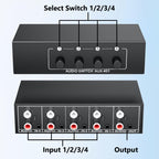 4 In 1 Out  3.5mm + RCA Audio Switcher 4 Channels Audio Converter, AUX -401